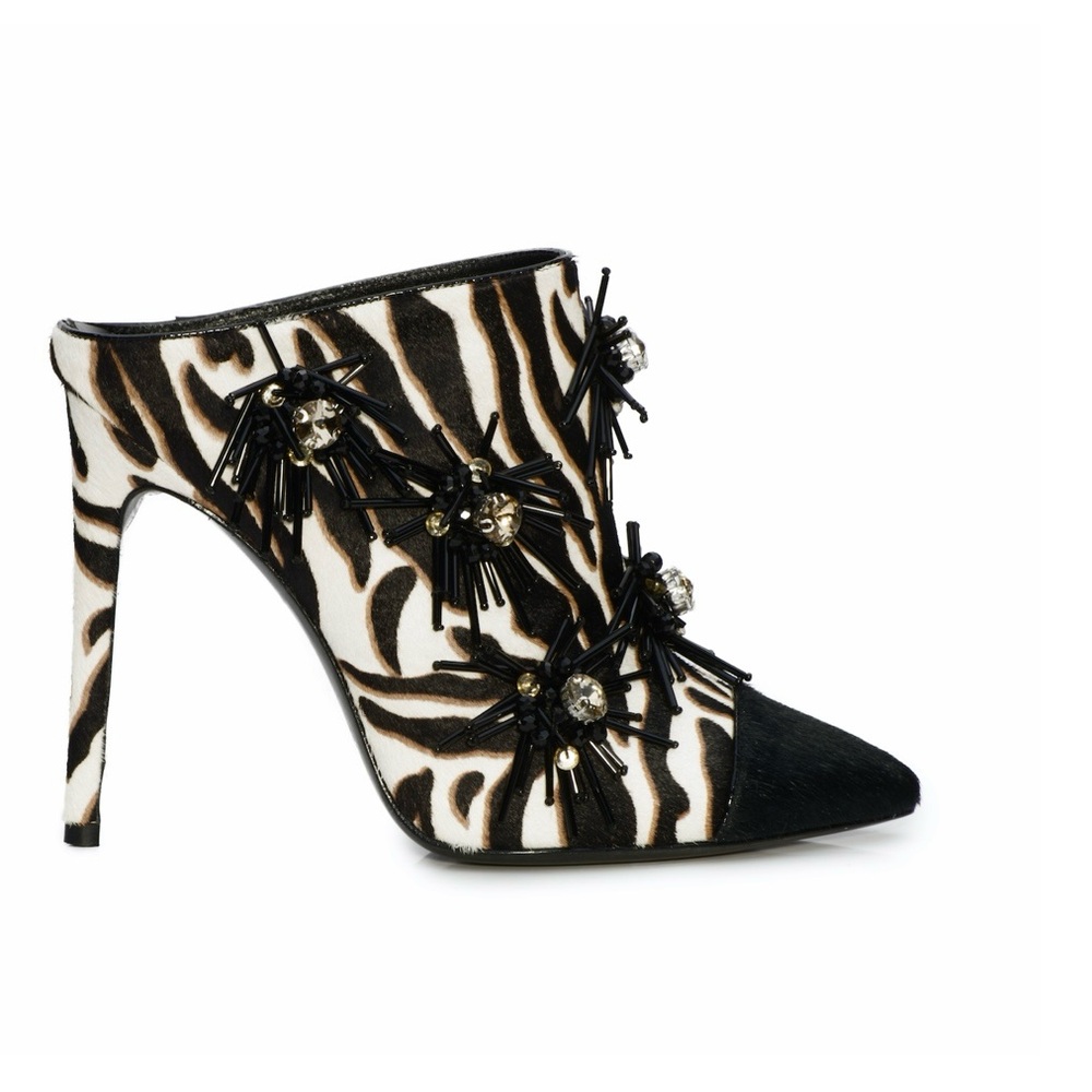 Elegant Zebra Print Mules with Black Accents